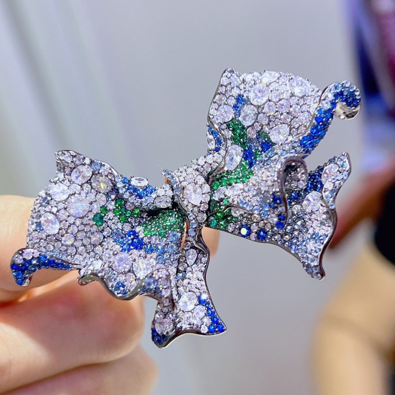 Ruif Jewelry 40x68mm Pink/Blue Butterfly Brooch S925 Silver Brooch Cubic Zircona Gemstone Fashion Jewelry Ruif Jewelry 40x68mm Pink/Blue Butterfly Brooch S925 Silver Brooch Cubic Zircona Gemstone Fashion Jewelry