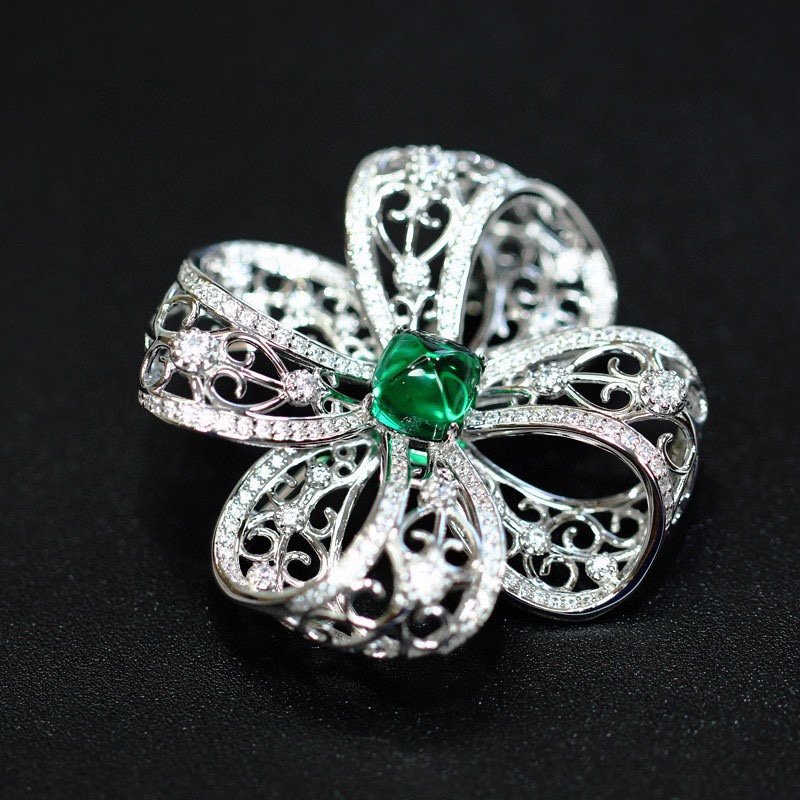Ruif Jewelry Green Zircon Bow Brooch S925 Silver Brooch Women Jewelry Cubic Zircona Gemstone Fashion Jewelry Ruif Jewelry Green Zircon Bow Brooch S925 Silver Brooch Women Jewelry Cubic Zircona Gemstone Fashion Jewelry