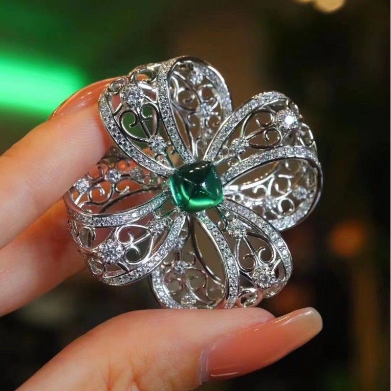 Ruif Jewelry Green Zircon Bow Brooch S925 Silver Brooch Women Jewelry Cubic Zircona Gemstone Fashion Jewelry