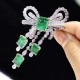 Ruif Jewelry 42x70mm Bow Brooch S925 Silver Emerald Green Color Brooch Cubic Zircona Fashion Jewelry