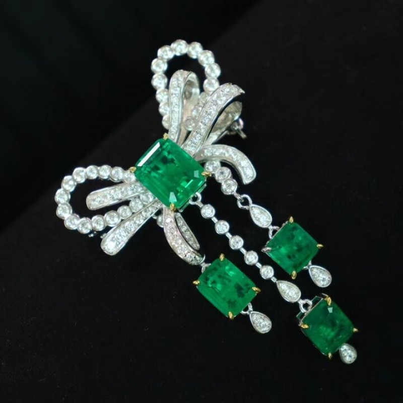 Ruif Jewelry 42x70mm Bow Brooch S925 Silver Emerald Green Color Brooch Cubic Zircona Fashion Jewelry Ruif Jewelry 42x70mm Bow Brooch S925 Silver Emerald Green Color Brooch Cubic Zircona Fashion Jewelry