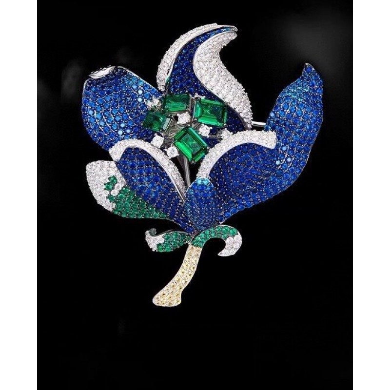 Ruif Jewelry Handmake Flower Brooch S925 Silver Brooch Women Jewelry Cubic Zircona Gemstone Fashion Jewelry