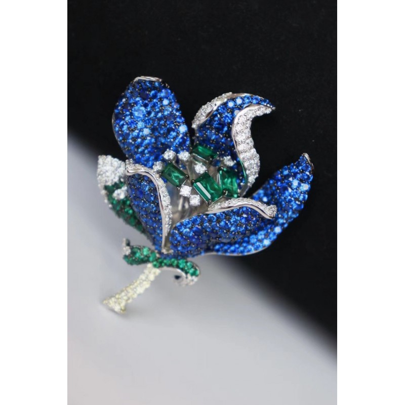 Ruif Jewelry Handmake Flower Brooch S925 Silver Brooch Women Jewelry Cubic Zircona Gemstone Fashion Jewelry