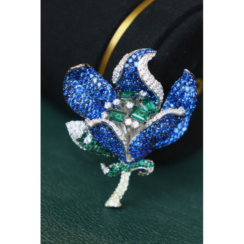 Ruif Jewelry Handmake Flower Brooch S925 Silver Brooch Women Jewelry Cubic Zircona Gemstone Fashion Jewelry