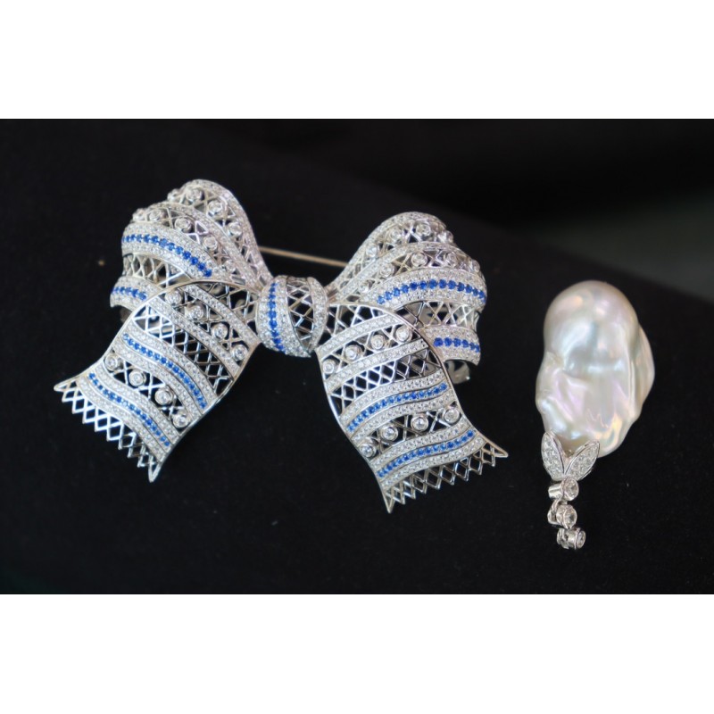 Ruif Jewelry Baroque Pearl Bow Brooch S925 Silver Brooch Women Jewelry Cubic Zircona Gemstone Fashion Jewelry Ruif Jewelry Baroque Pearl Bow Brooch S925 Silver Brooch Women Jewelry Cubic Zircona Gemstone Fashion Jewelry