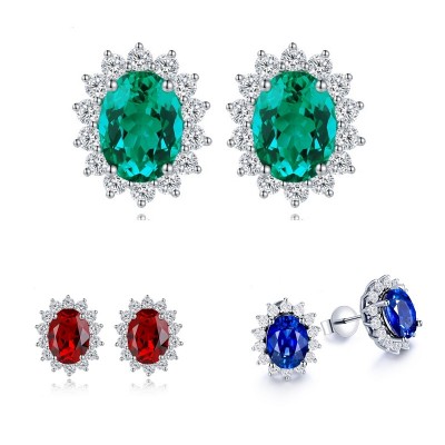 Ruif Jewelry New Arrival 2.2ct Lab Grown Emerald Earring Studs S925 Silver Jewelry Earrings for Women