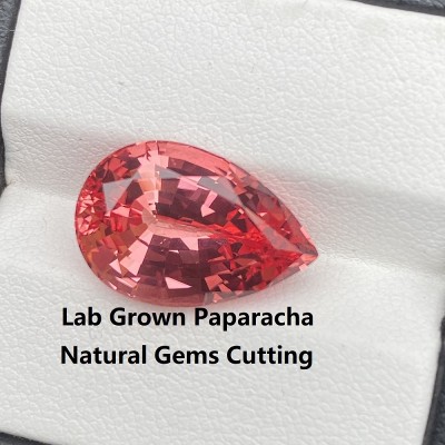 Ruif Jewelry New Popular Lab Grown Paparacha Sapphire Natrual Gems Cutting Pear Shape Loose Gemstone for DIY Jewelry Making