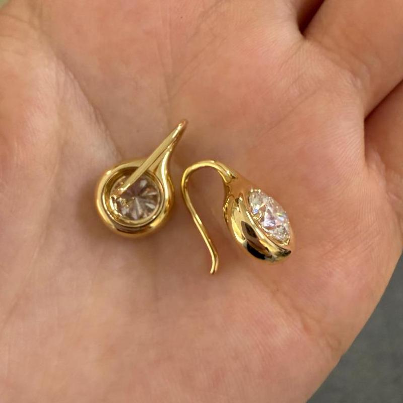Ruif Jewelry Customized Design 18K Yellow Gold Earrings for Women 3ct CVD Lab Grown Diamond Jewelry