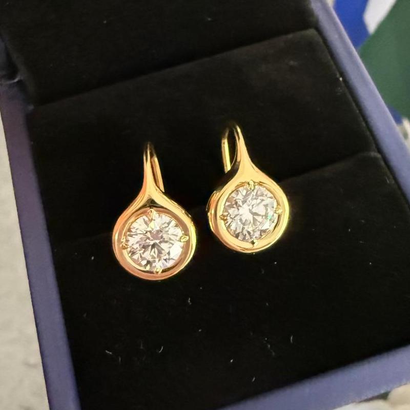 Ruif Jewelry Customized Design 18K Yellow Gold Earrings for Women 3ct CVD Lab Grown Diamond Jewelry