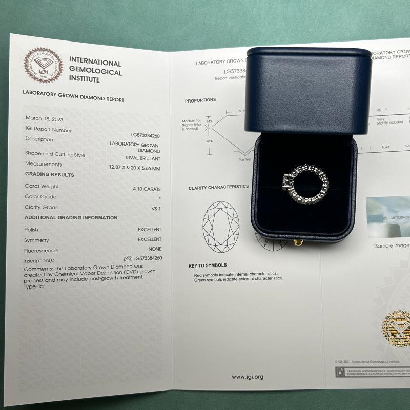 Ruif Jewelry Custom Design 14k White Gold Ring for Women 4.1ct Lab Grown Diamond Jewelry