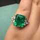 Ruif Jewelry Classic Ring 18K Yellow Gold 9x11mm 4.5ct Lab Grown Emerald Engagement ring for Women