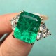 Ruif Jewelry Classic Ring 18K Yellow Gold 9x11mm 4.5ct Lab Grown Emerald Engagement ring for Women