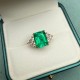 Ruif Jewelry Classic Ring 18K Yellow Gold 9x11mm 4.5ct Lab Grown Emerald Engagement ring for Women