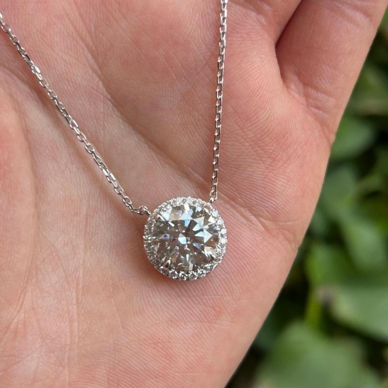 Ruif Jewelry Classic Design18k white gold 4ct Round Shape Lab Grown Diamond Pendant Necklace Gemstone Jewelry