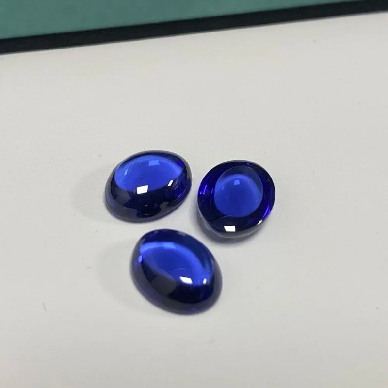 Ruif Jewelry Popular Oval Shape Conbochon royal blue Lab Grown Sapphire Loose Stones For Diy Jewelry