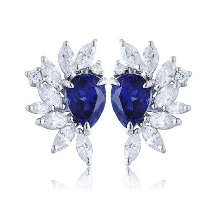 Ruif Jewelry Classic Design S925 Silver 1.89ct Lab Grown Sapphire  Earrings Royal Blue Gemstone Jewelry