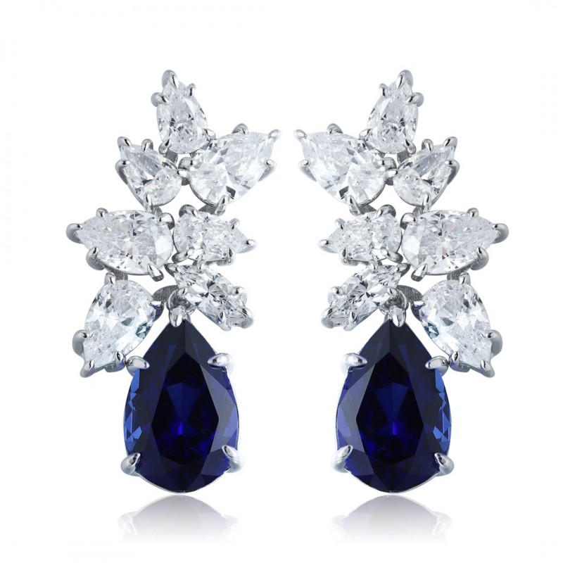 Ruif Jewelry Classic Design S925 Silver 8.83ct Lab Grown Sapphire Earrings Royal Blue Gemstone Jewelry Ruif Jewelry Classic Design S925 Silver 8.83ct Lab Grown Sapphire Earrings Royal Blue Gemstone Jewelry
