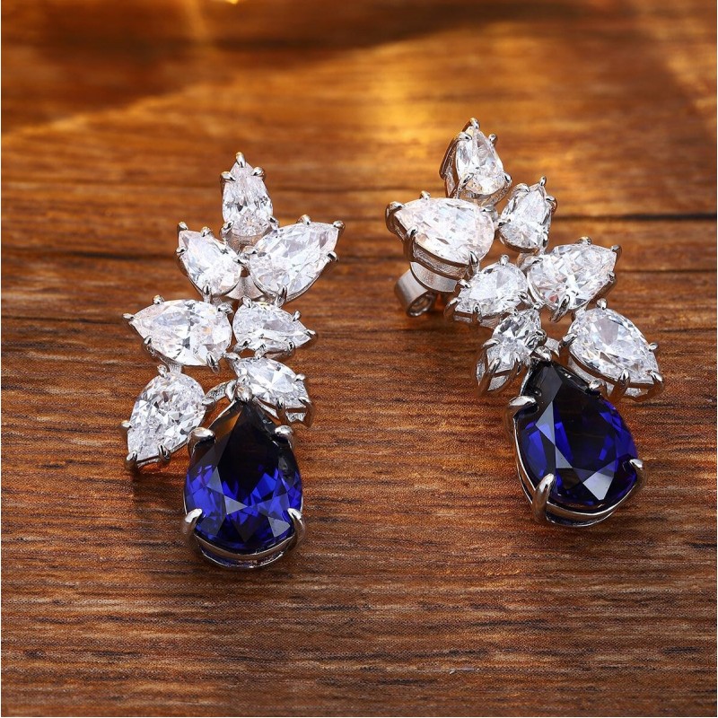 Ruif Jewelry Classic Design S925 Silver 8.83ct Lab Grown Sapphire Earrings Royal Blue Gemstone Jewelry Ruif Jewelry Classic Design S925 Silver 8.83ct Lab Grown Sapphire Earrings Royal Blue Gemstone Jewelry