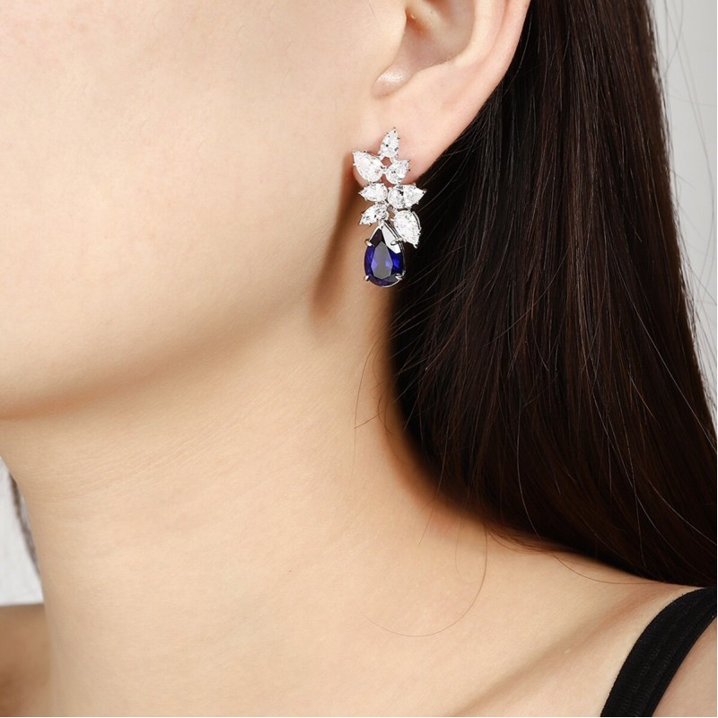 Ruif Jewelry Classic Design S925 Silver 8.83ct Lab Grown Sapphire Earrings Royal Blue Gemstone Jewelry Ruif Jewelry Classic Design S925 Silver 8.83ct Lab Grown Sapphire Earrings Royal Blue Gemstone Jewelry