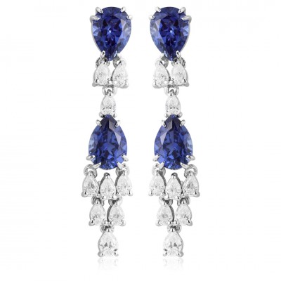 Ruif Jewelry Classic Design S925 Silver 3.56ct Lab Grown Sapphire  Earrings Royal Blue Gemstone Jewelry