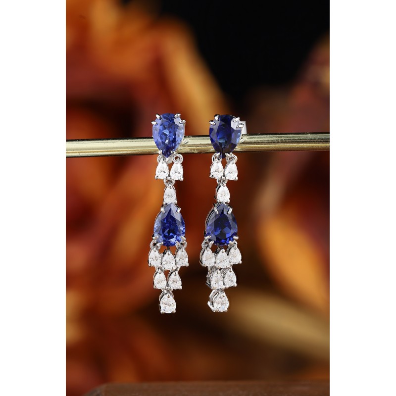 Ruif Jewelry Classic Design S925 Silver 3.56ct Lab Grown Sapphire Earrings Royal Blue Gemstone Jewelry Ruif Jewelry Classic Design S925 Silver 3.56ct Lab Grown Sapphire Earrings Royal Blue Gemstone Jewelry