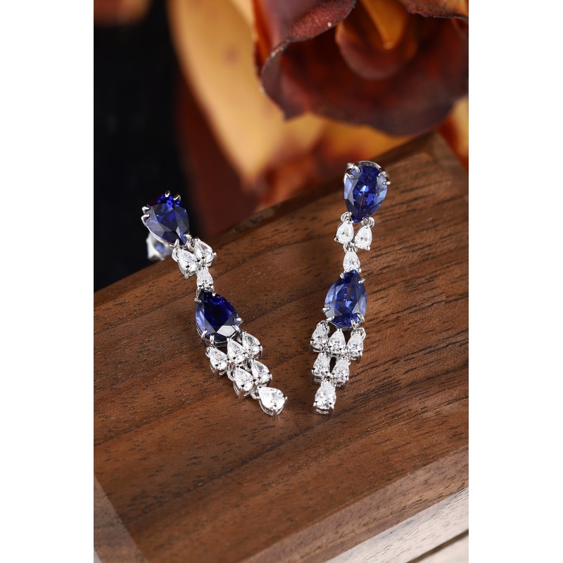 Ruif Jewelry Classic Design S925 Silver 3.56ct Lab Grown Sapphire Earrings Royal Blue Gemstone Jewelry Ruif Jewelry Classic Design S925 Silver 3.56ct Lab Grown Sapphire Earrings Royal Blue Gemstone Jewelry