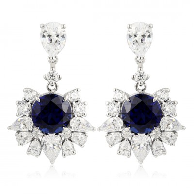 Ruif Jewelry Classic Design S925 Silver 5.75ct Lab Grown Sapphire  Earrings Royal Blue Gemstone Jewelry