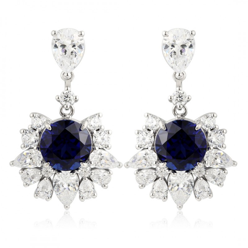 Ruif Jewelry Classic Design S925 Silver 5.75ct Lab Grown Sapphire Earrings Royal Blue Gemstone Jewelry Ruif Jewelry Classic Design S925 Silver 5.75ct Lab Grown Sapphire Earrings Royal Blue Gemstone Jewelry