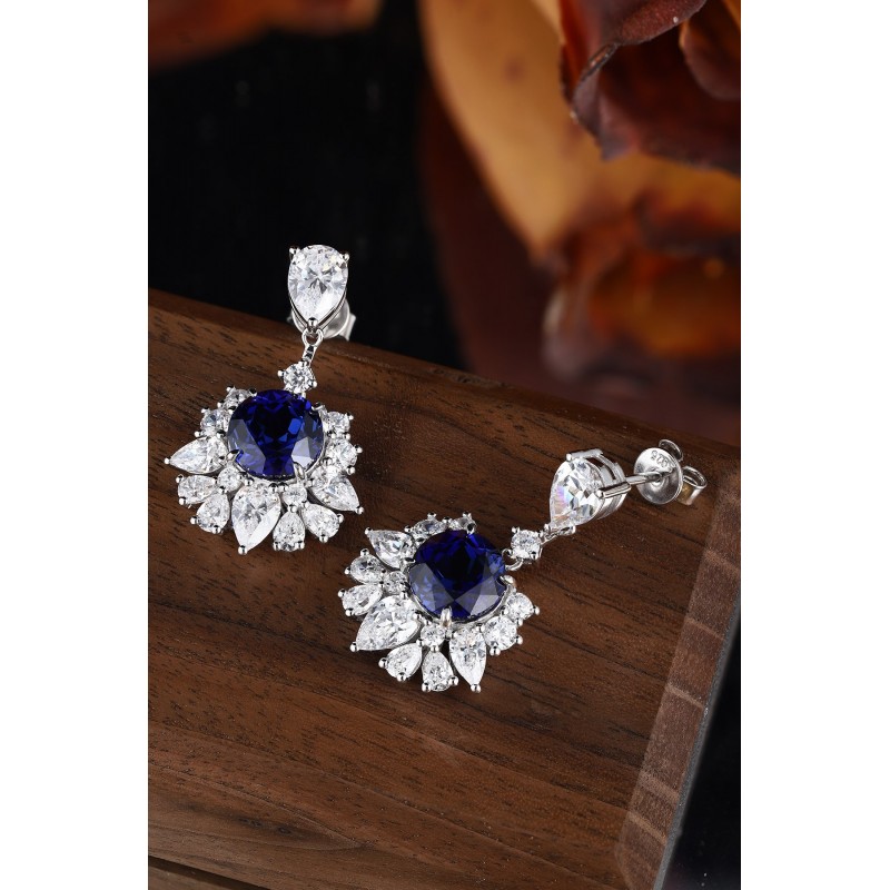 Ruif Jewelry Classic Design S925 Silver 5.75ct Lab Grown Sapphire Earrings Royal Blue Gemstone Jewelry Ruif Jewelry Classic Design S925 Silver 5.75ct Lab Grown Sapphire Earrings Royal Blue Gemstone Jewelry