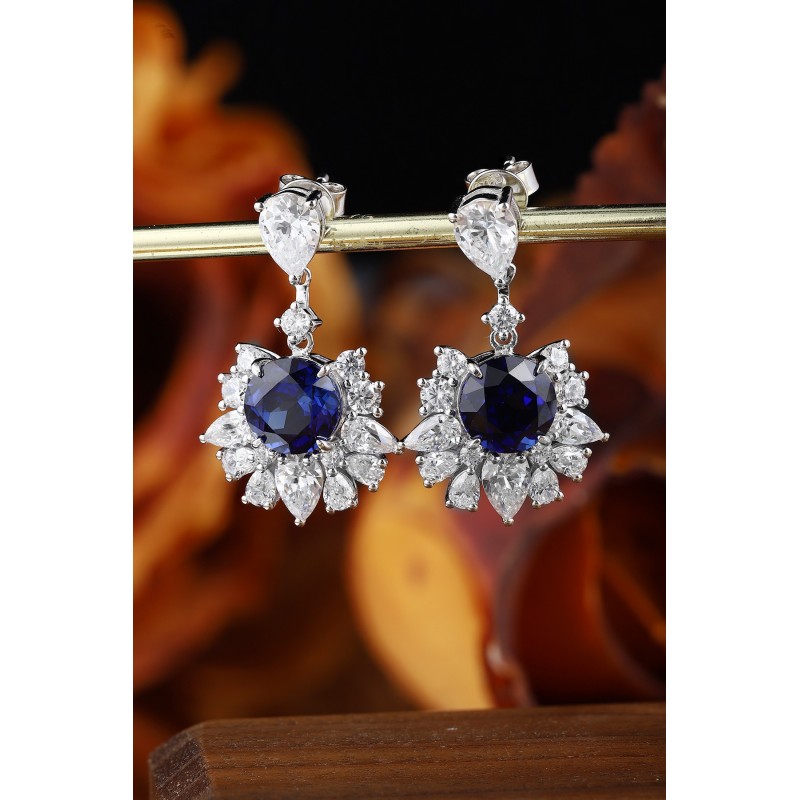 Ruif Jewelry Classic Design S925 Silver 5.75ct Lab Grown Sapphire Earrings Royal Blue Gemstone Jewelry Ruif Jewelry Classic Design S925 Silver 5.75ct Lab Grown Sapphire Earrings Royal Blue Gemstone Jewelry