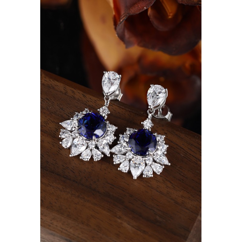 Ruif Jewelry Classic Design S925 Silver 5.75ct Lab Grown Sapphire Earrings Royal Blue Gemstone Jewelry Ruif Jewelry Classic Design S925 Silver 5.75ct Lab Grown Sapphire Earrings Royal Blue Gemstone Jewelry