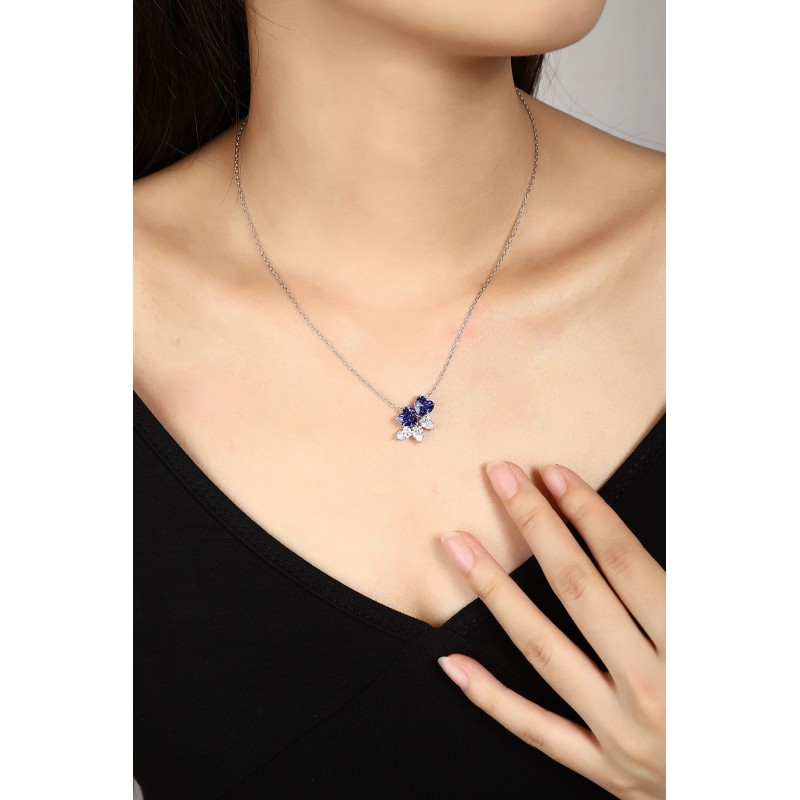Ruif Jewelry Classic Design S925 Silver 3.45ct Royal Blue Lab Grown Sapphire Pendant Necklace Gemstone Jewelry Ruif Jewelry Classic Design S925 Silver 3.45ct Royal Blue Lab Grown Sapphire Pendant Necklace Gemstone Jewelry