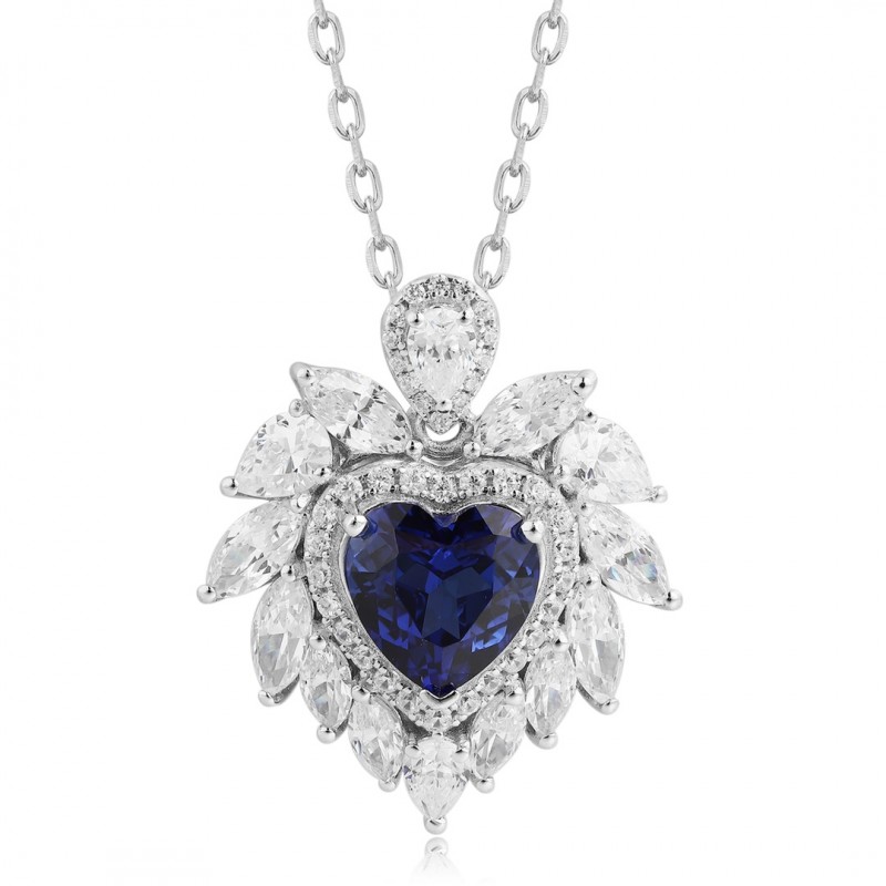 Ruif Jewelry Classic Design S925 Silver 1.73ct Royal Blue Lab Grown Sapphire Pendant Necklace Gemstone Jewelry Ruif Jewelry Classic Design S925 Silver 1.73ct Royal Blue Lab Grown Sapphire Pendant Necklace Gemstone Jewelry