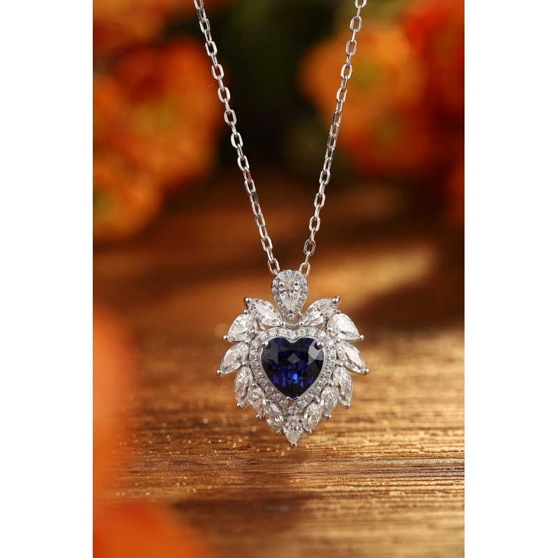 Ruif Jewelry Classic Design S925 Silver 1.73ct Royal Blue Lab Grown Sapphire Pendant Necklace Gemstone Jewelry Ruif Jewelry Classic Design S925 Silver 1.73ct Royal Blue Lab Grown Sapphire Pendant Necklace Gemstone Jewelry