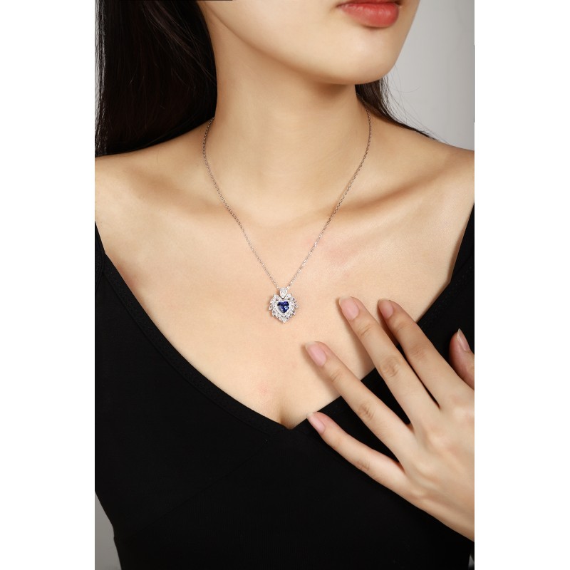 Ruif Jewelry Classic Design S925 Silver 1.73ct Royal Blue Lab Grown Sapphire Pendant Necklace Gemstone Jewelry Ruif Jewelry Classic Design S925 Silver 1.73ct Royal Blue Lab Grown Sapphire Pendant Necklace Gemstone Jewelry