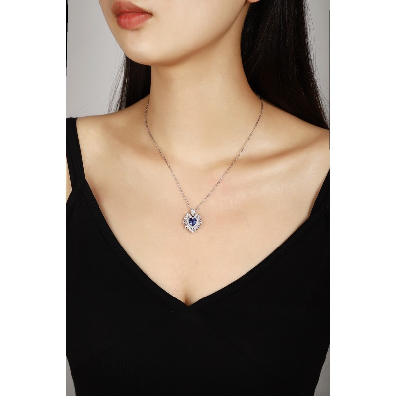 Ruif Jewelry Classic Design S925 Silver 1.73ct Royal Blue Lab Grown Sapphire Pendant Necklace Gemstone Jewelry Ruif Jewelry Classic Design S925 Silver 1.73ct Royal Blue Lab Grown Sapphire Pendant Necklace Gemstone Jewelry