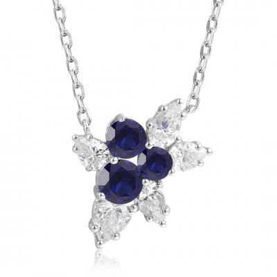 Ruif  Jewelry Classic Design S925 Silver 1.17ct Royal Blue Lab Grown Sapphire Pendant Necklace Gemstone Jewelry