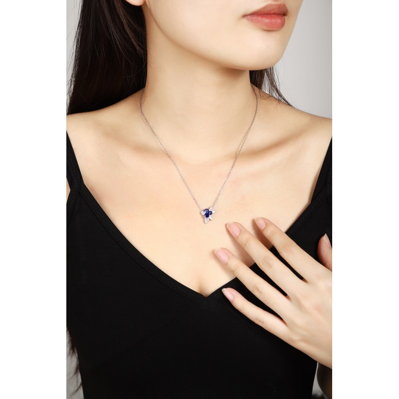 Ruif Jewelry Classic Design S925 Silver 1.17ct Royal Blue Lab Grown Sapphire Pendant Necklace Gemstone Jewelry Ruif Jewelry Classic Design S925 Silver 1.17ct Royal Blue Lab Grown Sapphire Pendant Necklace Gemstone Jewelry