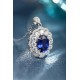 Ruif  Jewelry Classic Design S925 Silver 3.2ct Royal Blue Lab Grown Sapphire Pendant Necklace Gemstone Jewelry