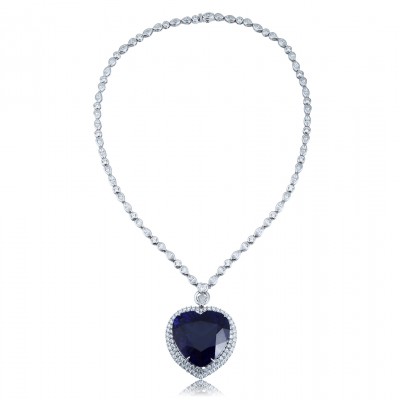 Ruif Jewelry Classic Design S925 Silver 99.75ct Synthetic Sapphire Pendant Necklace Gemstone Jewelry