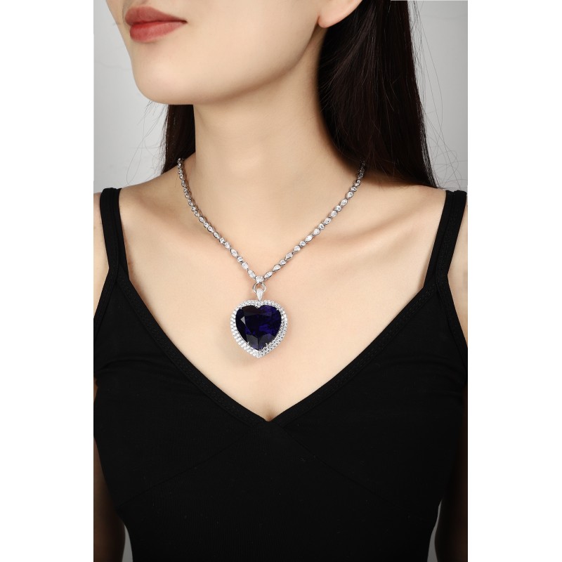 Ruif Jewelry Classic Design S925 Silver 99.75ct Synthetic Sapphire Pendant Necklace Gemstone Jewelry Ruif Jewelry Classic Design S925 Silver 99.75ct Synthetic Sapphire Pendant Necklace Gemstone Jewelry
