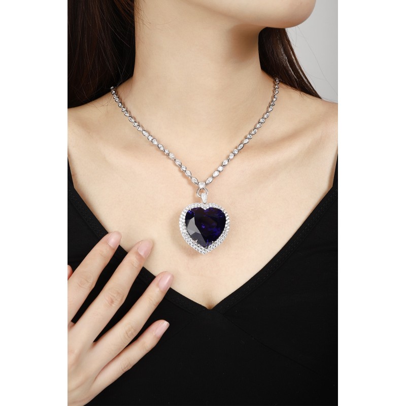 Ruif Jewelry Classic Design S925 Silver 99.75ct Synthetic Sapphire Pendant Necklace Gemstone Jewelry Ruif Jewelry Classic Design S925 Silver 99.75ct Synthetic Sapphire Pendant Necklace Gemstone Jewelry
