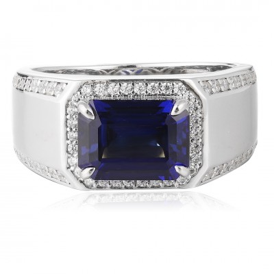 Ruif Jewelry Classic Design S925 Silver 3.4ct Lab Grown Sapphire Ring Wedding Bands Men's ring