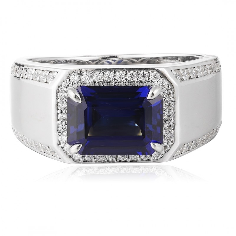 Ruif Jewelry Classic Design S925 Silver 3.4ct Lab Grown Sapphire Ring Wedding Bands Men's ring
