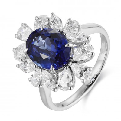Ruif Jewelry Classic Design S925 Silver 3.84ct Lab Grown Sapphire Ring Wedding Bands