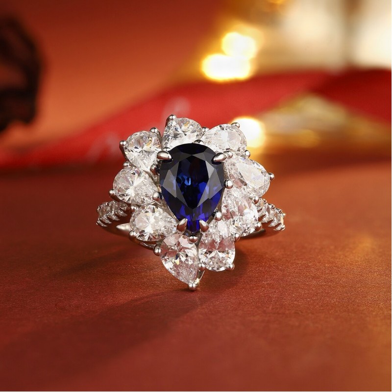 Ruif Jewelry Classic Design S925 Silver 2.64ct Lab Grown Sapphire Ring Wedding Bands for party gift