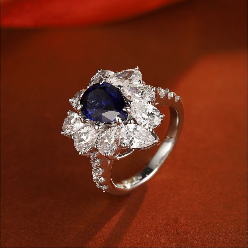 Ruif Jewelry Classic Design S925 Silver 2.64ct Lab Grown Sapphire Ring Wedding Bands for party gift