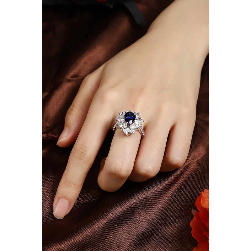 Ruif Jewelry Classic Design S925 Silver 2.64ct Lab Grown Sapphire Ring Wedding Bands for party gift