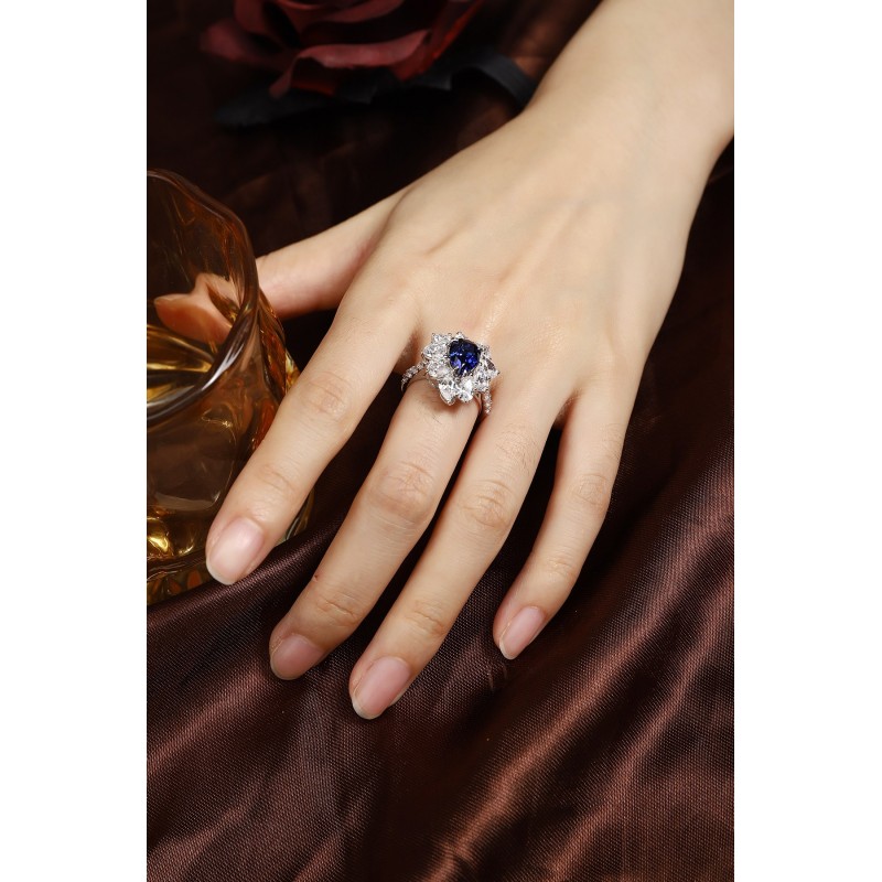 Ruif Jewelry Classic Design S925 Silver 2.64ct Lab Grown Sapphire Ring Wedding Bands for party gift