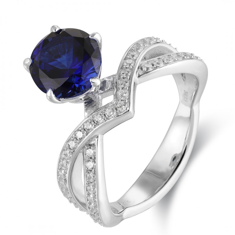 Ruif Jewelry Classic Design S925 Silver 2.39ct Lab Grown Sapphire Ring Wedding Bands for party gift